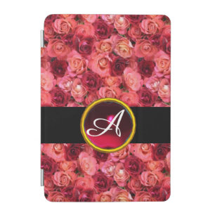 PINK RED ROSE FIELD ,RUBY GEMSTONE MONOGRAM iPad MINI COVER