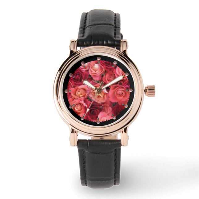 PINK RED ROSE FIELD WATCH (Front)