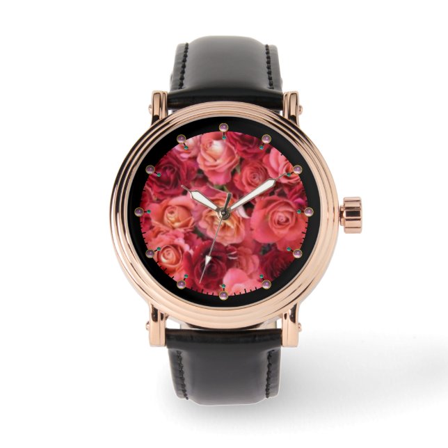 PINK RED ROSE FIELD WATCH (Front)