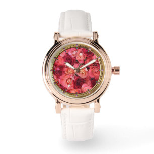 PINK RED ROSE FIELD WATCH