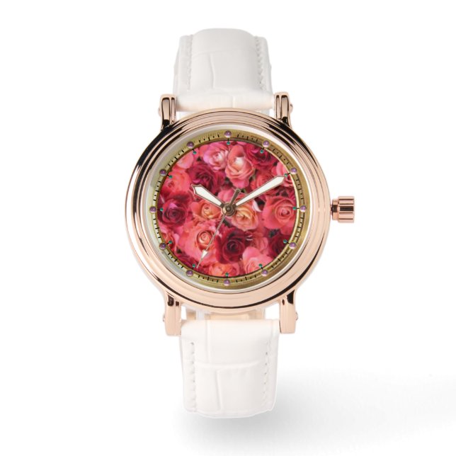 PINK RED ROSE FIELD WATCH (Front)