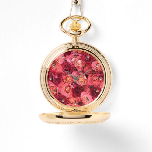 PINK RED ROSE FIELD WATCH