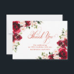 Pink Red Rose Floral 18th Birthday Personalized Thank You Card<br><div class="desc">Pretty red roses and blush pink peonies decorate this 18th birthday thank you card. Two lovely floral arrangements decorate two corners. Elegant calligraphy spells thank you. Three lines of text let you personalize a thank you statement and your name. This item is part of the Red Rose and Pink Peony...</div>