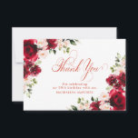 Pink Red Rose Floral 50th Birthday Personalized Thank You Card<br><div class="desc">Pretty red roses and blush pink peonies decorate this 50th birthday thank you card. Two lovely floral arrangements decorate two corners. Elegant calligraphy spells thank you. Three lines of text let you personalize a thank you statement and your name. This item is part of the Red Rose and Pink Peony...</div>