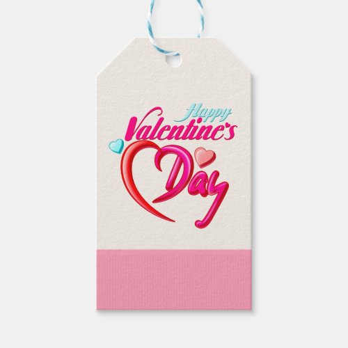 Pink Red Rose Heart Valentines Day Gift Tags
