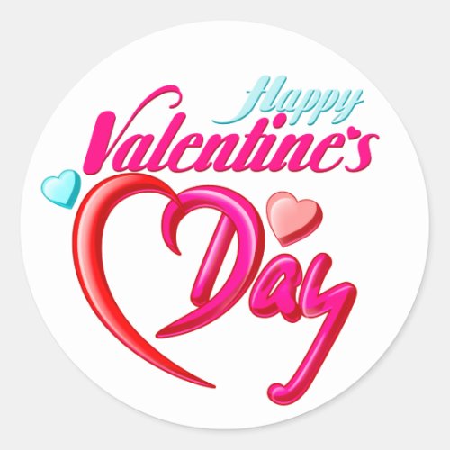 Pink Red Rose Heart Valentines Day Round Sticker