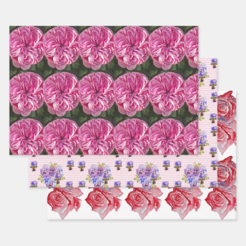 Pink Red Rose Roses flower Watercolor Painting Art Wrapping Paper Sheets