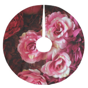 Pink, red roses: fabric background. brushed polyester tree skirt