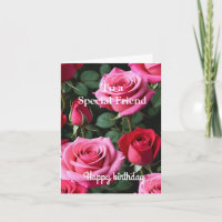 Pink Red Roses For a Special Friend Birthday