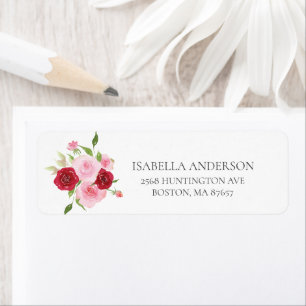 Pink & Red Roses Return Address Label
