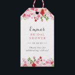 Pink Red Roses Watercolor Floral Bridal Shower Gift Tags<br><div class="desc">These elegant bridal shower gift tags feature a beautiful watercolor frame of red and pink roses. The back of the invite is pink to match the artwork on the front. The text is gray. (This is part of the Red & Pink Roses Collection.)</div>
