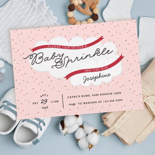 Pink Red Second Baby Sprinkle Invitation