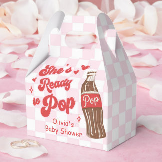 Pink Red She's Ready to Pop Baby Shower Favor Boxes