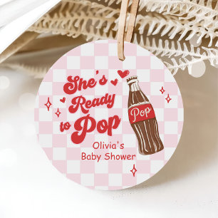 Pink Red She's Ready to Pop Baby Shower Favor Tags