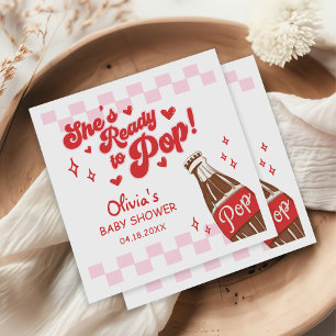 Pink Red She's Ready to Pop Baby Shower Napkins