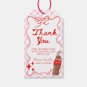 Pink Red She's Ready to Pop Baby Shower Thank You Gift Tags