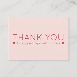 Pink & Red Simple Modern Thank you Business Cards