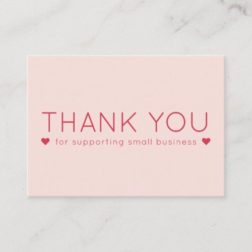 Pink  Red Simple Modern Thank you Business Cards