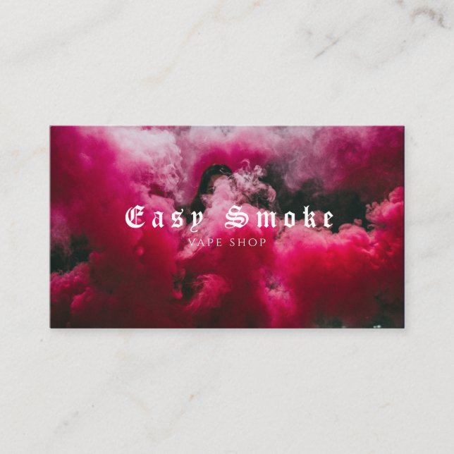 Pink Red Smoke Vape Shop Business Card (Front)