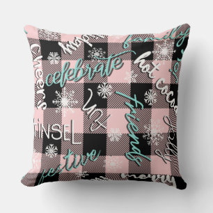 Pink/Red Snowflake Festive Plaid Chritmas Pillow