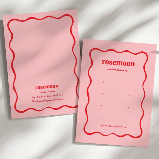 Pink Red Squiggle Modern Earring Display Card (Creator Uploaded)