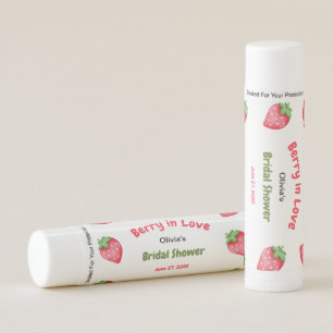 Pink & Red Strawberry Berry in Love Bridal Shower Lip Balm