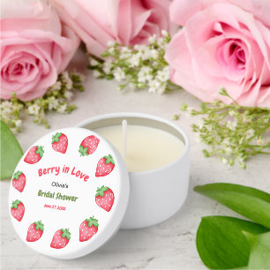 Pink & Red Strawberry Berry in Love Bridal Shower  Mini Candle Favors