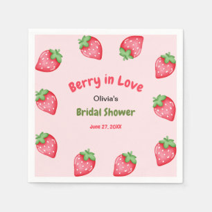 Pink & Red Strawberry Berry in Love Bridal Shower  Napkins