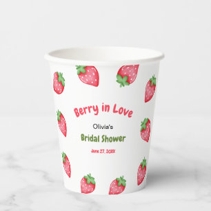 Pink & Red Strawberry Berry in Love Bridal Shower Paper Cups