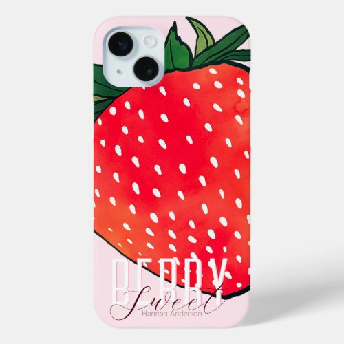 Pink Red Strawberry Berry Sweet  iPhone 15 Plus Case