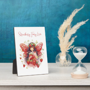 Pink Red Strawberry Fairy Love Photo Display Plaque