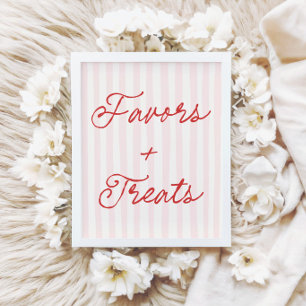 Pink & Red Stripe Favors and Treats Sign