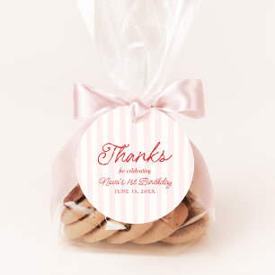 Pink & Red Stripe Lobster 1st Birthday Favor Tags