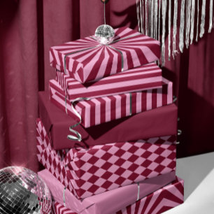 Pink red stripe Wrapping paper sheets