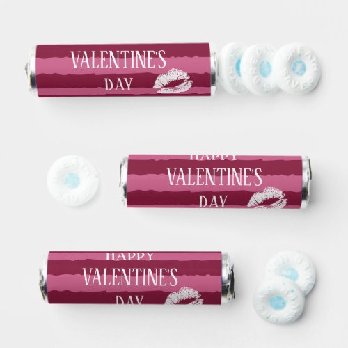 Pink  Red Stripes Happy Valentines Day Kiss  Breath Savers Mints