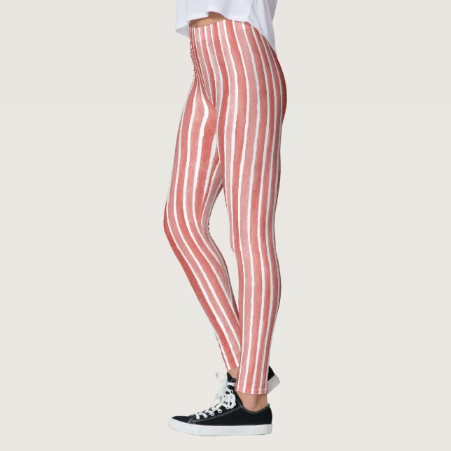 Pink Red Stripes Leggings (Left)