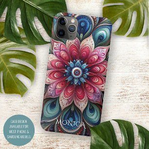 Pink Red Teal Blue Aqua Green Paisley Art Pattern iPhone 11 Pro Max Case