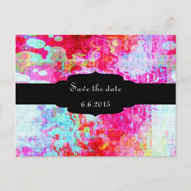 Pink red texture announcement postcard (Front)