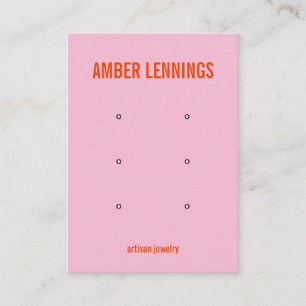 PINK RED THREE EARRING HOLE SETS LOGO SOCIAL BUSINESS CARD