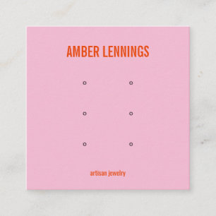 PINK RED THREE EARRING HOLE SETS LOGO SOCIAL SQUARE BUSINESS CARD