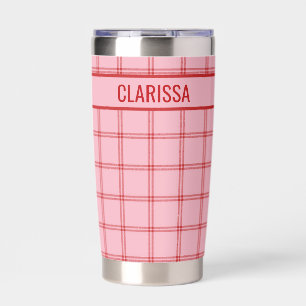 Pink + Red Trendy Plaid Insulated Tumbler