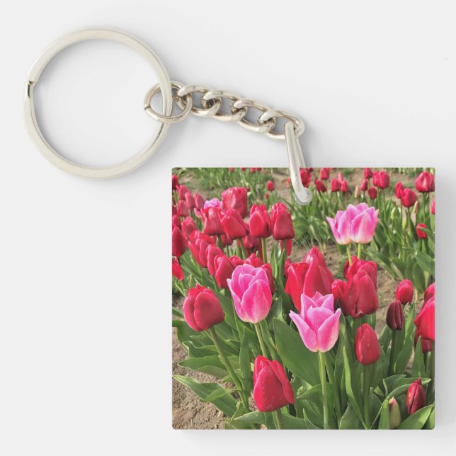Pink & Red Tulips Keychain (Front)