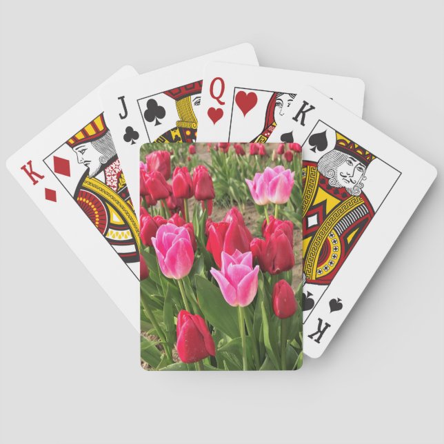 Pink & Red Tulips Poker Cards (Back)