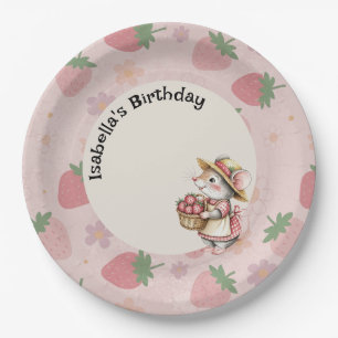 Pink Red Two Sweet Strawberry 2nd Birthday Party Paper Plates