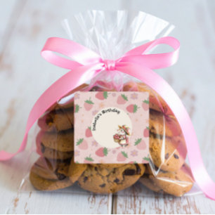 Pink Red Two Sweet Strawberry 2nd Birthday Party Square Sticker