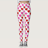 Valentines Day Cute String Hearts Red Pink Romance Leggings