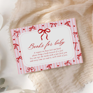 Pink Red Valentines Baby Shower Book Request Enclosure Card