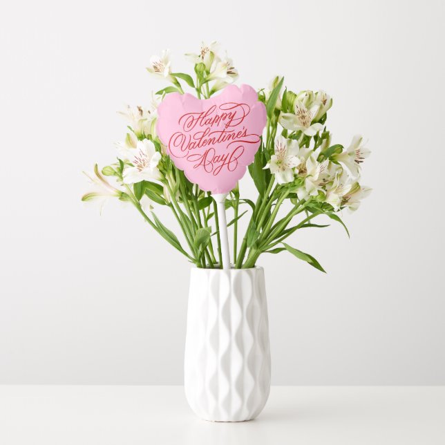 Pink Red Valentines Day Calligraphy  Balloon (Vase)