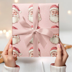 Pink & Red Vintage Santa Claus Wrapping Paper