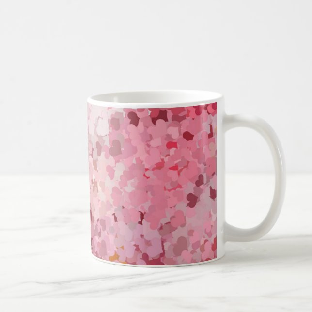Pink Red Violet Hearts Modern Elegant Template Coffee Mug (Right)